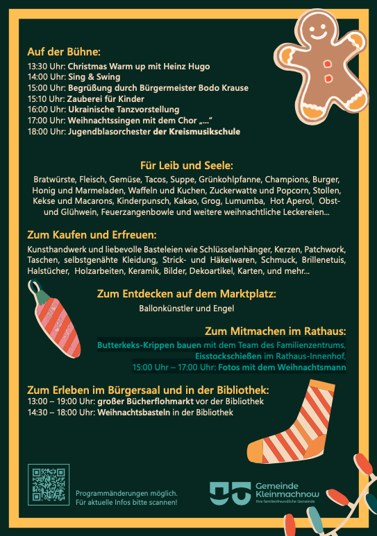 Adventsmarkt Kleinmachnow 30.11.2025 Programm